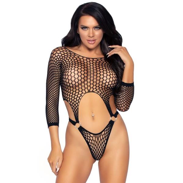 TOP BODYSUIT Z THONG HRBTOM ENA VELIKOST - ČRNA