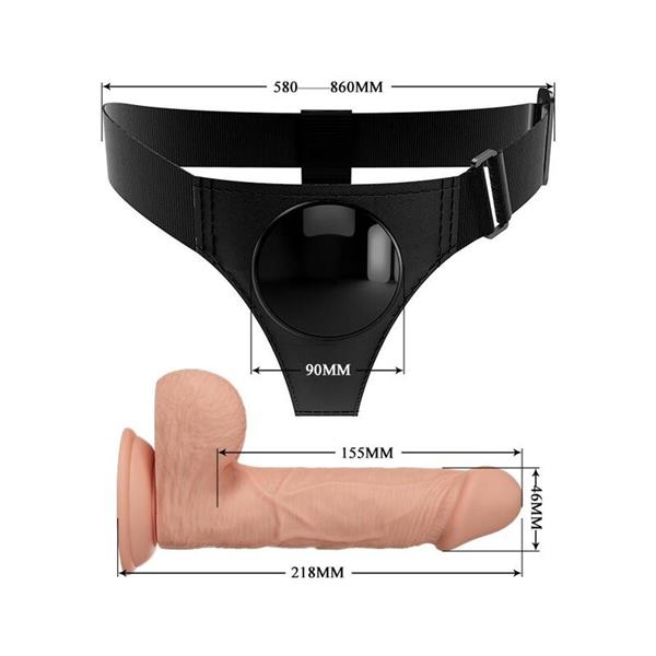 HARNESS BRIEFS UNIVERSAL HARNESS WITH DILDO JERRY 21.8 CM NATURAL