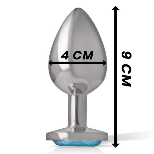 ALUMINUM METAL ANAL PLUG WITH BLUE CRYSTAL SIZE L