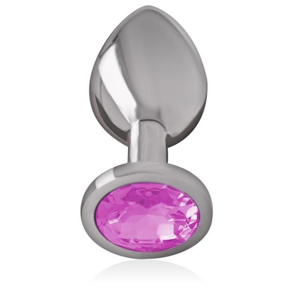 ALUMINUM METAL ANAL PLUG WITH PINK CRYSTAL SIZE M