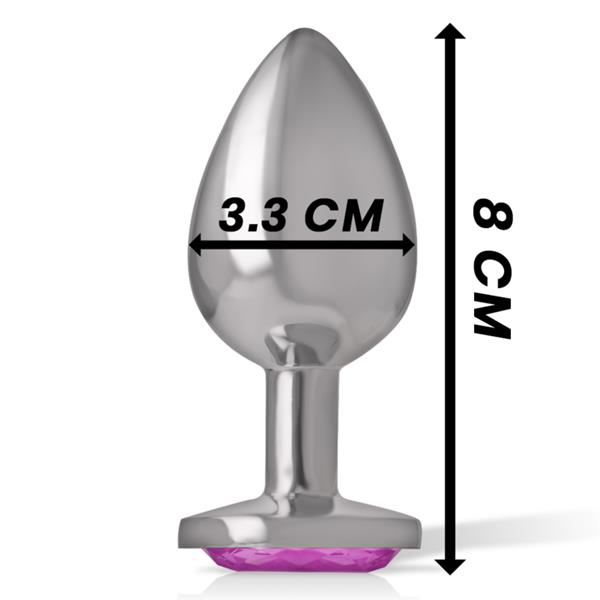 ALUMINUM METAL ANAL PLUG WITH PINK CRYSTAL SIZE M