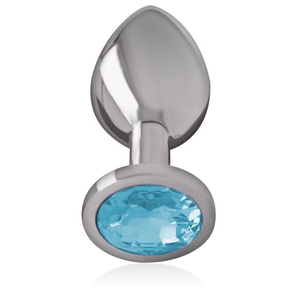 ALUMINUM METAL ANAL PLUG WITH BLUE CRYSTAL SIZE L