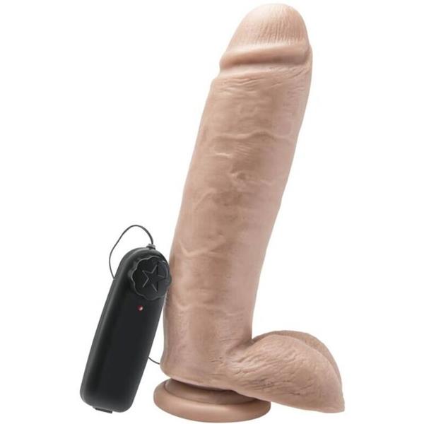 DILDO 25,5 CM Z JAJCI VIBRATOR KOŽA