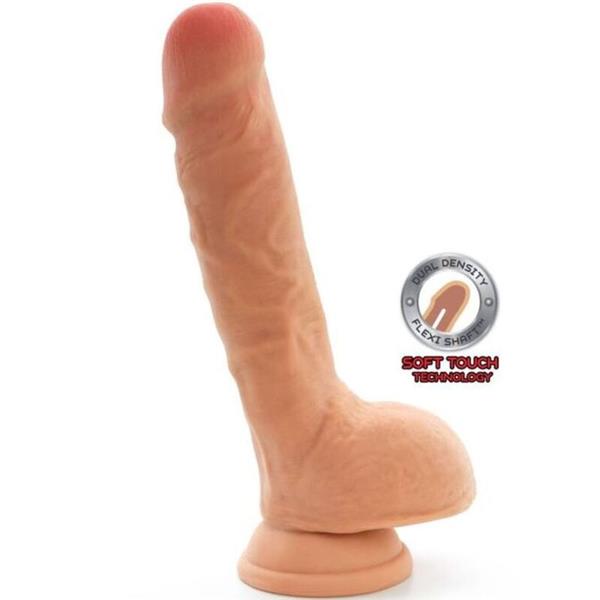 DUAL DENSITY DILDO 25,5 CM TESTISI KOŽA