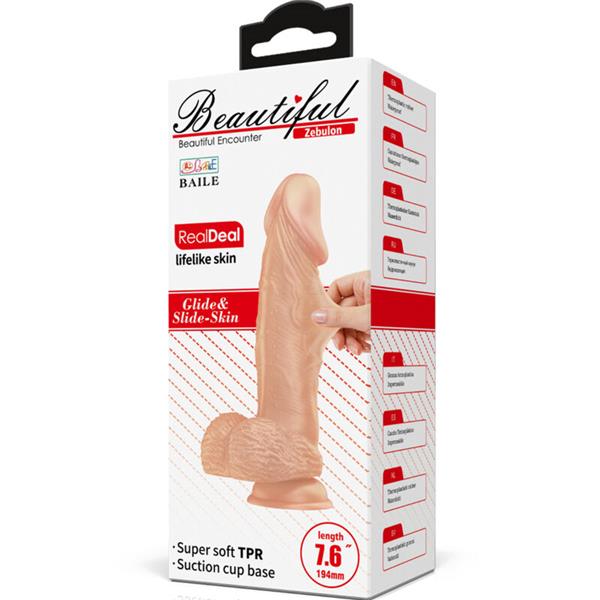 BEAUTIFUL ENCOUNTER ZEBULON FLEXIBLE REALISTIC DILDO 19.4 CM NATURAL