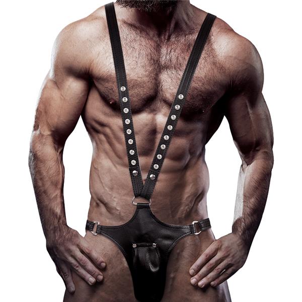 MENS V-SHAPED ECO-LEATHER HARNESS