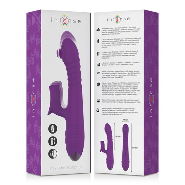 IGGY MULTIFUNCTION RECHARGEABLE VIBRATOR UP & DOWN WITH CLITORAL STIMULATOR PURPLE