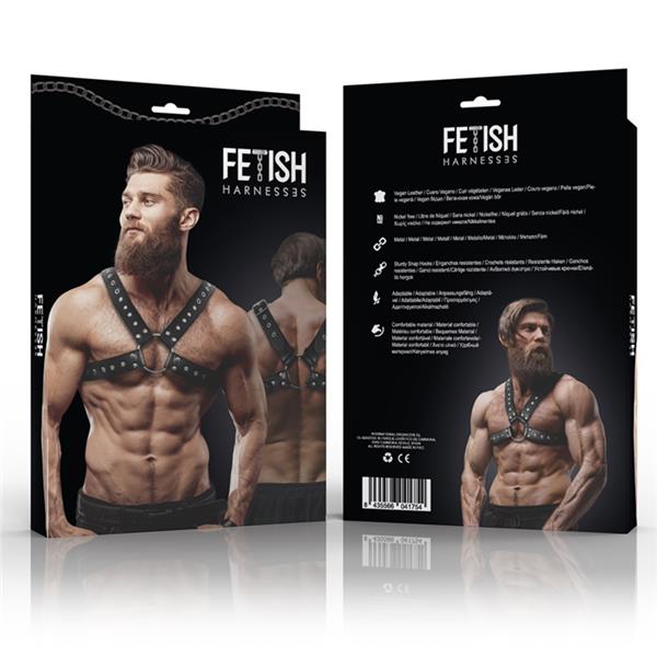 MENS CROSS-OVER ECO-LEATHER CHEST HARNESS WITH STUDS