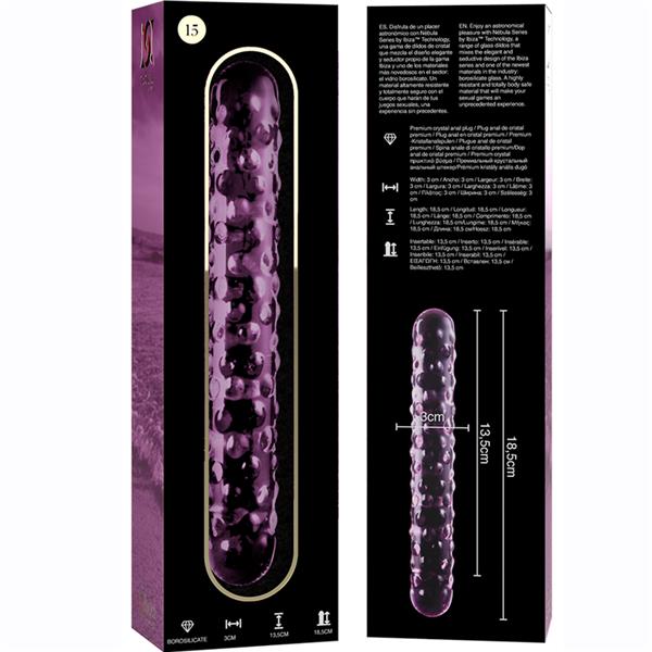 MODEL 15 DILDO BOROSILIKATNO STEKLO JASNO 18.5 CM -O- 3 CM
