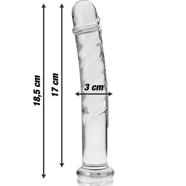 MODEL 16 DILDO BOROSILIKATNO STEKLO JASNO 18.5 CM -O- 3 CM
