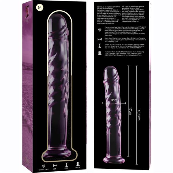 MODEL 16 DILDO BOROSILIKATNO STEKLO JASNO 18.5 CM -O- 3 CM