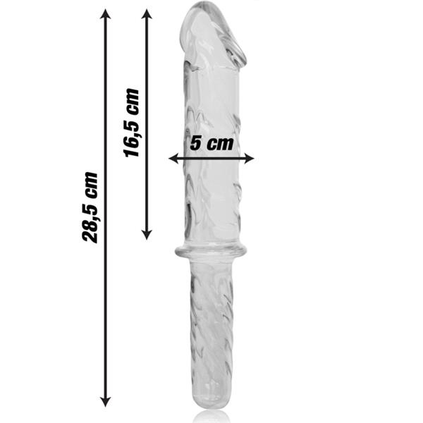 MODEL 24 DILDO BOROSILICATE GLASS CLEAR 28.5 CM -O- 5 CM