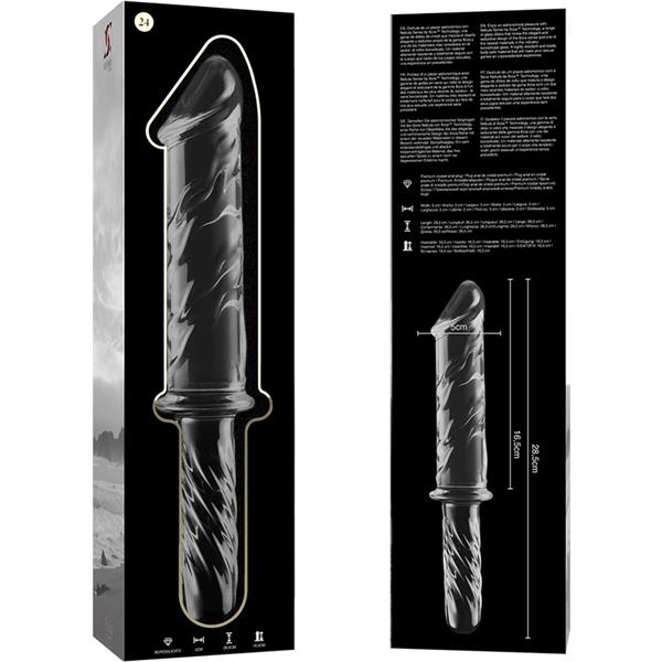 MODEL 24 DILDO BOROSILICATE GLASS CLEAR 28.5 CM -O- 5 CM