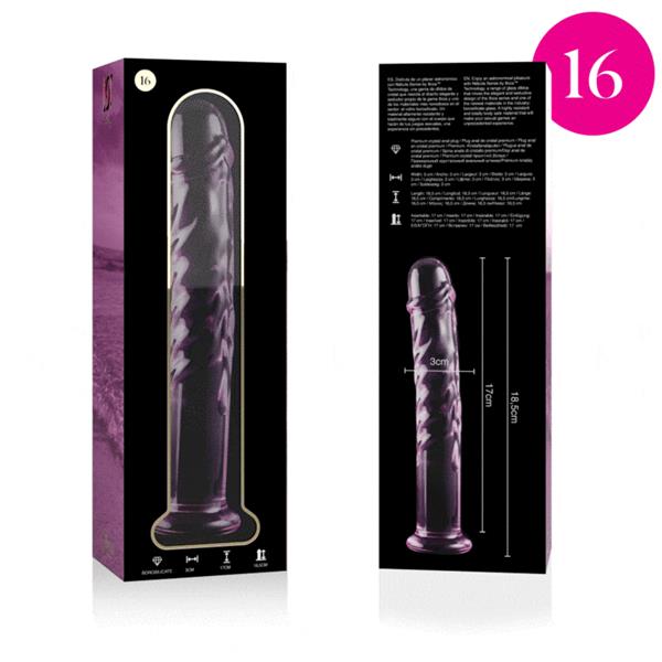 MODEL 16 DILDO BOROSILIKATNO STEKLO JASNO 18.5 CM -O- 3 CM
