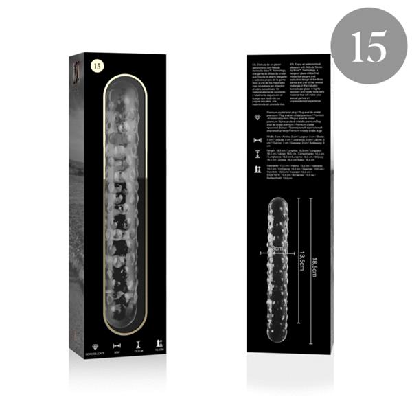 MODEL 15 DILDO BOROSILIKATNO STEKLO JASNO 18.5 CM -O- 3 CM