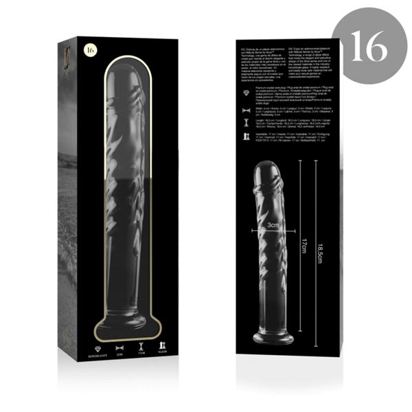 MODEL 16 DILDO BOROSILIKATNO STEKLO JASNO 18.5 CM -O- 3 CM