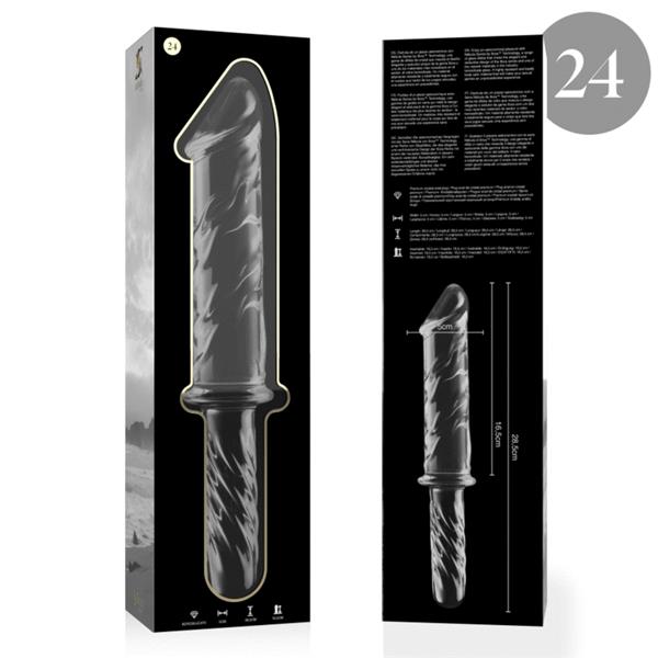 MODEL 24 DILDO BOROSILICATE GLASS CLEAR 28.5 CM -O- 5 CM
