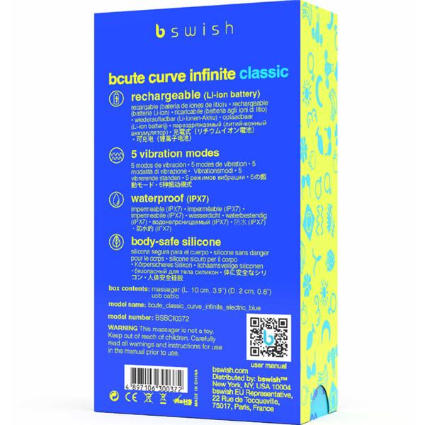 BCUTE CURVE INFINITE KLASIČNI POLNILNI VIBRATOR MODRA SILIKON