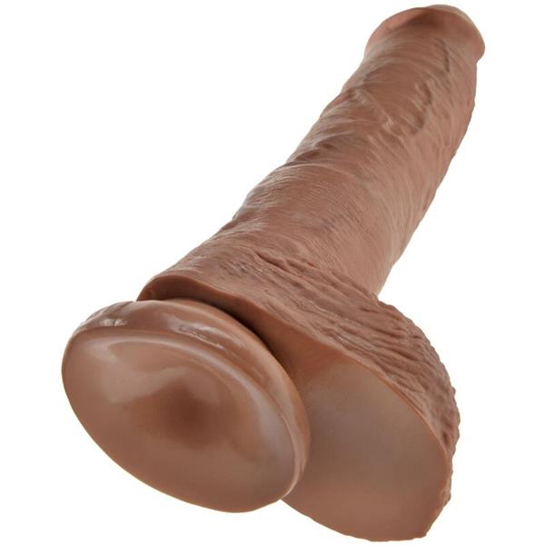 REALISTIČNI PENIS Z JAJCI 19.8 CM KARAMELA