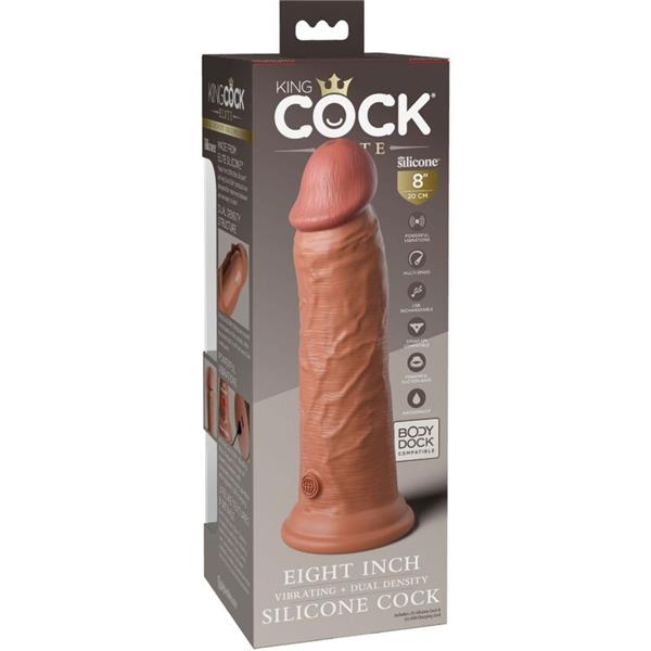 ELITE REALISTIC DILDO VIBRATING & SILICONE 20.3 CM CARAMEL