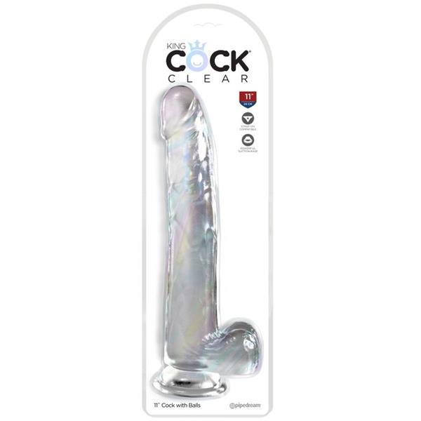 CLEAR DILDO WITH TESTICLES 24.8 CM TRANSPARENT