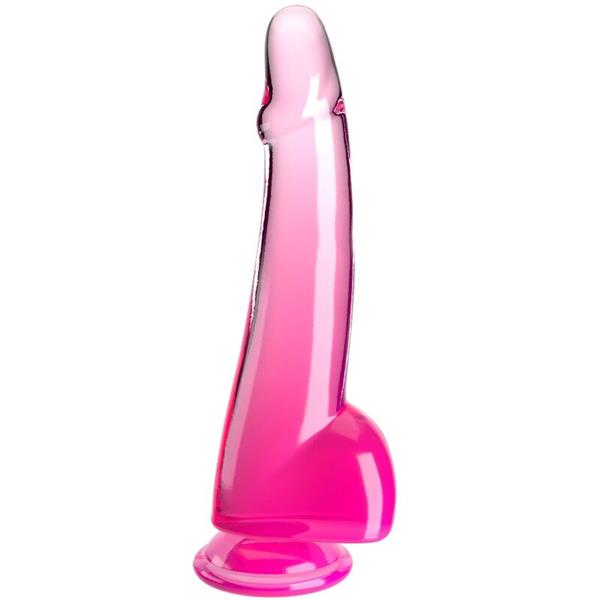 PROZOREN DILDO S TESTISKI 19 CM ROZA