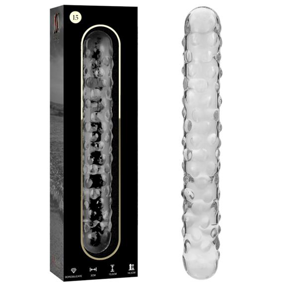 MODEL 15 DILDO BOROSILIKATNO STEKLO JASNO 18.5 CM -O- 3 CM