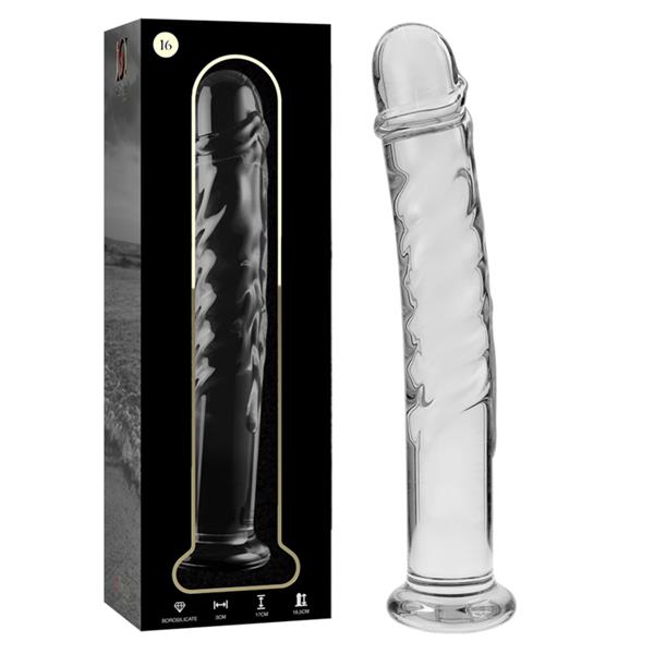 MODEL 16 DILDO BOROSILIKATNO STEKLO JASNO 18.5 CM -O- 3 CM