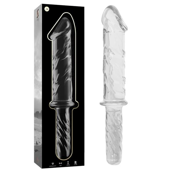 MODEL 24 DILDO BOROSILICATE GLASS CLEAR 28.5 CM -O- 5 CM