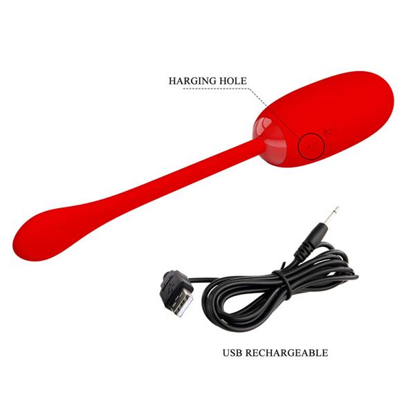 JULIUS WATERPROOF-RECHARGEABLE VIBRATING EGG RED