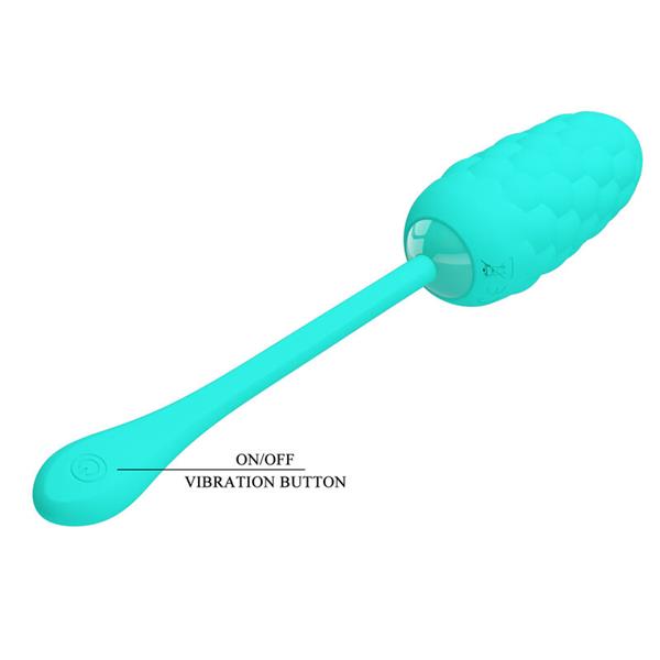 VIBRATING EGG WITH AQUA GREEN RECHARGEABLE MARINE TEXTURE