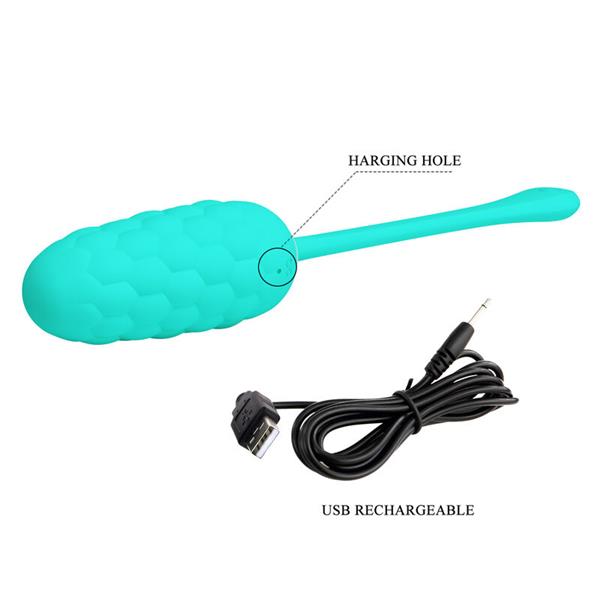 VIBRATING EGG WITH AQUA GREEN RECHARGEABLE MARINE TEXTURE