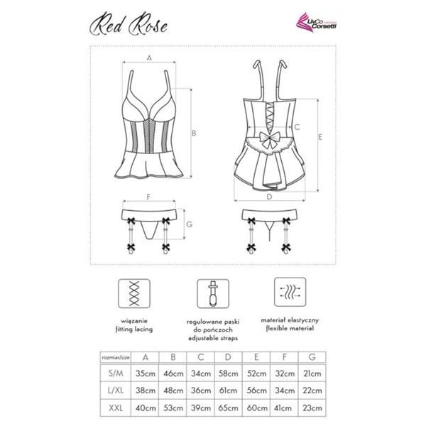 RDEČA ROŽA LC 90130 KORSET + HLAČKE RDEČE