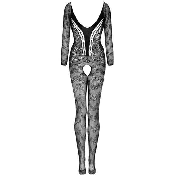 CORDILL LC 17358 BODYSTOCKING CROTCHLESS BLACK ONE SIZE