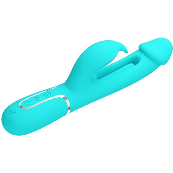 KAMPAS RABBIT 3 IN 1 MULTIFUNCTION VIBRATOR WITH TONGUE AQUA GREEN
