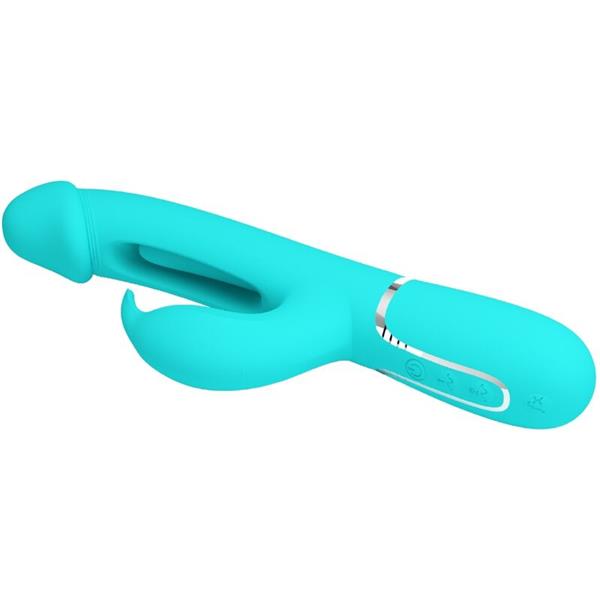 KAMPAS RABBIT 3 IN 1 MULTIFUNCTION VIBRATOR WITH TONGUE AQUA GREEN