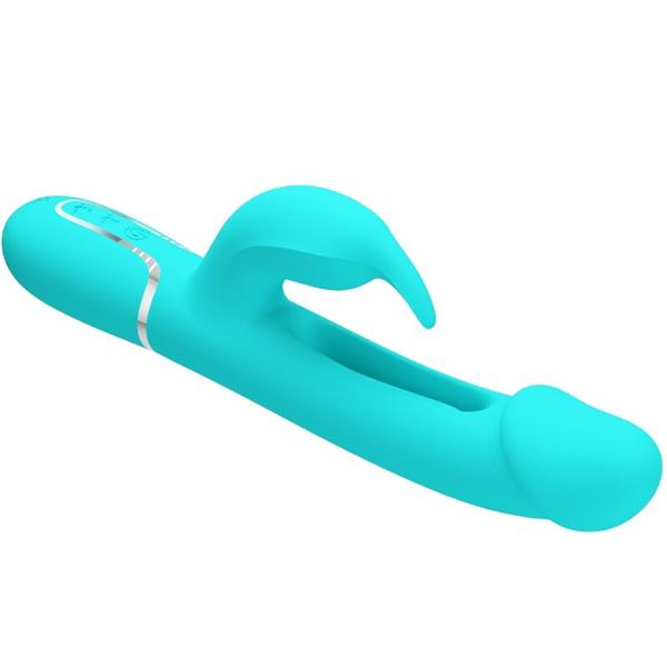 KAMPAS RABBIT 3 IN 1 MULTIFUNCTION VIBRATOR WITH TONGUE AQUA GREEN