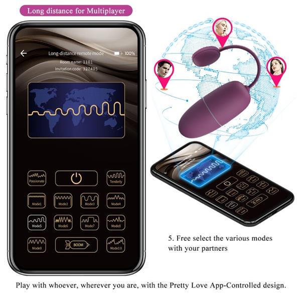 NYMPH VIBRIRAJOČE JAJCE KONTROLIRANO Z APLIKACIJO LILA