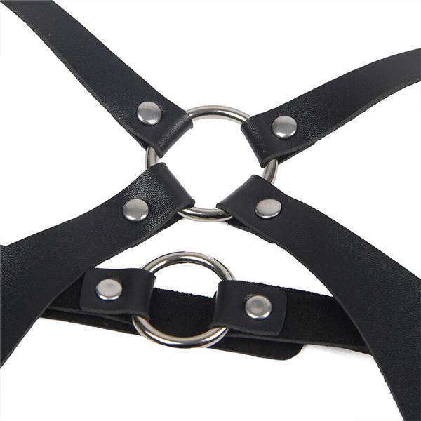 FULL BODY HARNESS WITH LEATHER BUCKLES BLACK ONE SIZE