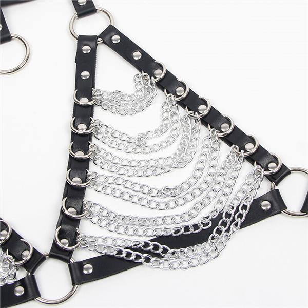 HARNESS BRA AND NECKLACE WITH CHAINS ONE SIZE