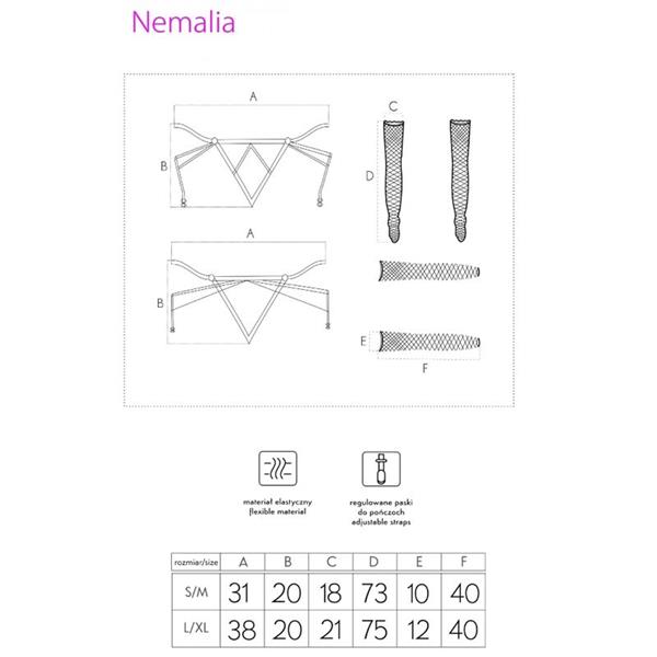 NEMALIA SET GARTER + STOCKINGS + GLOVES BLACK