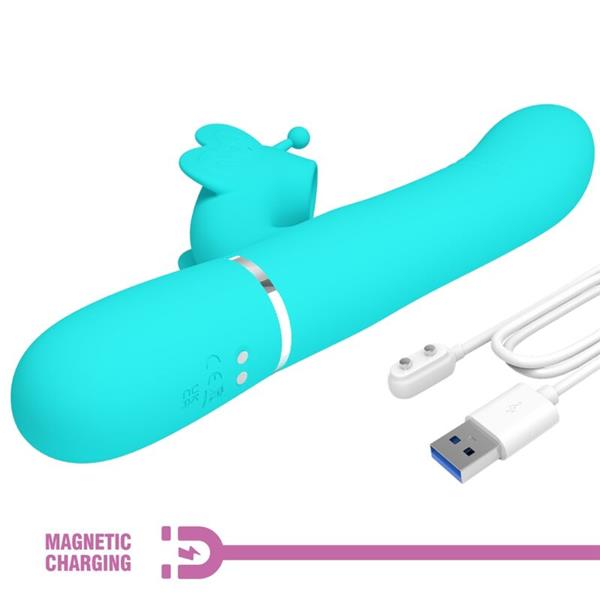 MULTIFUNCTION RABBIT VIBRATOR 4 IN 1 BUTTERFLY AQUA GREEN