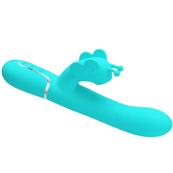 MULTIFUNCTION RABBIT VIBRATOR 4 IN 1 BUTTERFLY AQUA GREEN