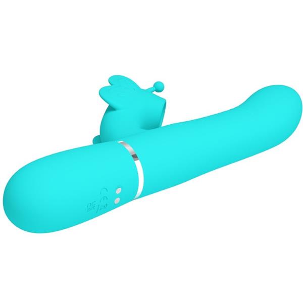 MULTIFUNCTION RABBIT VIBRATOR 4 IN 1 BUTTERFLY AQUA GREEN
