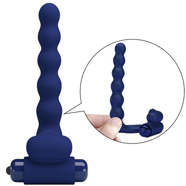 AJMAL VIBRATING RING WITH PLUG BLUE