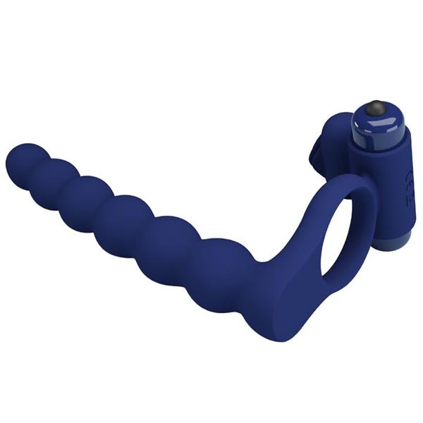 AJMAL VIBRATING RING WITH PLUG BLUE