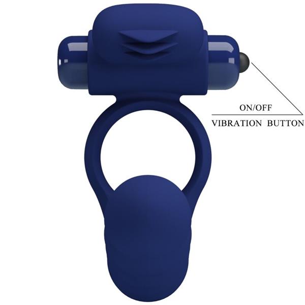 AJMAL VIBRATING RING WITH PLUG BLUE