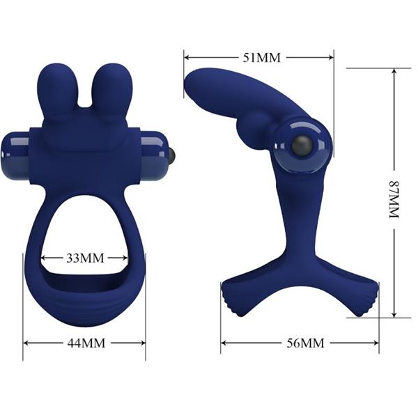 FRANCISCO DVOJNI VIBRIRAJOČI OBROČ Z ZAJČKOM MODRA