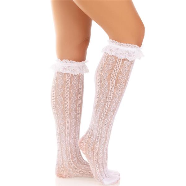 KNEE-HIGH SOCKS WITH RUFFLES BLACK