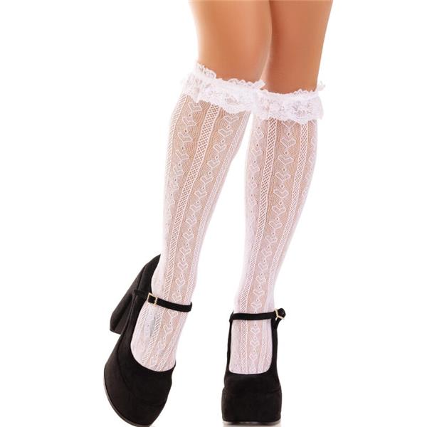 KNEE-HIGH SOCKS WITH RUFFLES BLACK